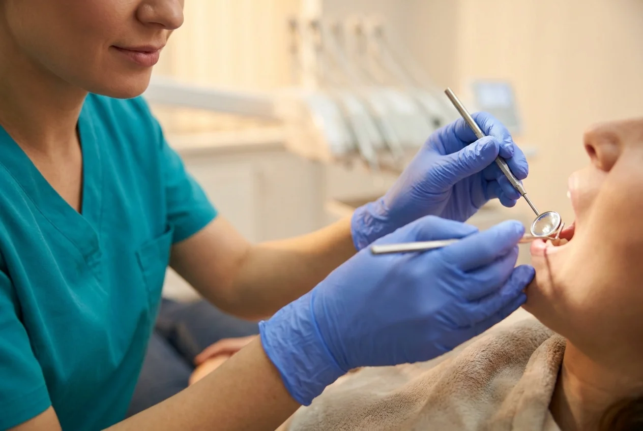 Gentle dental care during a routine checkup